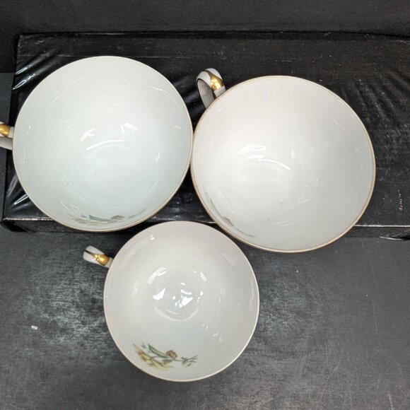 Citadel China Dorset Porcelain Floral Yellow Rose Pattern Footed Teacup Set of 3 - Picture 8 of 10